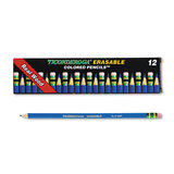 Dixon Ticonderoga DIX14209 Erasable Colored Pencils, 2.6 mm, 2B, Blue Lead, Blue Barrel, Dozen