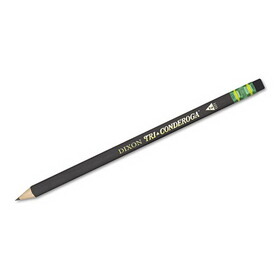 Dixon Ticonderoga DIX22500 Tri-Conderoga Pencil with Microban Protection, HB (#2), Black Lead, Black Barrel, Dozen