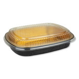 Durable Packaging 9553PT50 Aluminum Closeable Containers, 63 oz, 11.25 x 1.75 x 8.88, Black/Gold, 50/Carton