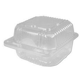 Durable Packaging PXT11600 Plastic Clear Hinged Containers, 6 x 6, 21 oz, Clear, 500/Carton