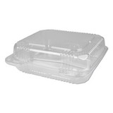Durable Packaging PXT883 Plastic Clear Hinged Containers, 8 x 8, 3-Compartment, 5 oz; 5 oz; 15 oz, Clear, 250/Carton