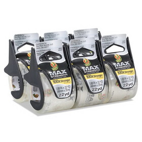 Duck 284983 MAX Packaging Tape with Dispenser, 1.5" Core, 1.88"x 22 yds, Crystal Clear, 6/Pack