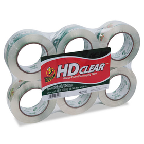 Duck DUC299016 Heavy-Duty Carton Packaging Tape, 1.88" X 110 Yards, Clear, 6/pack