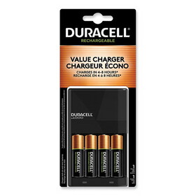 Duracell DURCEF14 ION SPEED 1000 Advanced Charger, For AA and AAA, Includes 4 AA NiMH Batteries