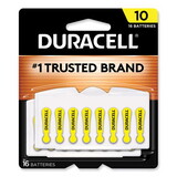 Duracell DURDA10B16ZM10 Button Cell Hearing Aid Battery, #10, 16/pk