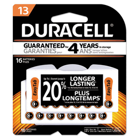 Duracell DURDA13B16ZM09 Button Cell Hearing Aid Battery #13, 16/pk