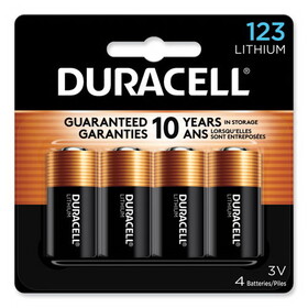 Duracell DURDL123AB4PK Specialty High-Power Lithium Batteries, 123, 3 V, 4/Pack