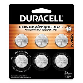 Duracell DURDL2032B6PK Lithium Coin Batteries With Bitterant, 2032, 6/Pack