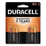 DURACELL PRODUCTS COMPANY DURMN1604B2Z Coppertop Alkaline Batteries With Duralock Power Preserve Technology, 9v, 2/pk