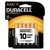 Duracell DURMN24RT12Z Coppertop Alkaline Batteries With Duralock Power Preserve Technology, Aaa, 12/pk