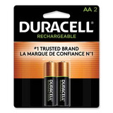 Duracell DURNLAA2BCD Rechargeable Nimh Batteries With Duralock Power Preserve Technology, Aa, 2/pk