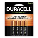 Duracell DURNLAA4BCD Rechargeable Nimh Batteries With Duralock Power Preserve Technology, Aa, 4/pack