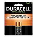 Duracell DURNLAAA2BCD Rechargeable Nimh Batteries With Duralock Power Preserve Technology, Aaa, 2/pk