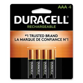 Duracell DURNLAAA4BCD Rechargeable StayCharged NiMH Batteries, AAA, 4/Pack
