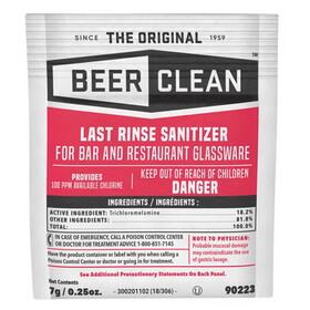 Diversey DVO90223 Beer Clean Last Rinse Glass Sanitizer, Powder, 0.25 oz Packet, 100/Carton