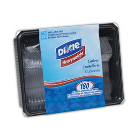 DIXIE FOOD SERVICE DXECH0180DX7CT Cutlery Keeper Tray W/clear Plastic Utensils: 600 Forks, 600 Knives, 600 Spoons