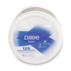 Dixie Basic DBP09W Basic Paper Dinnerware, Plates, White, 8.5" Diameter, 125/Pack