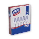 DIXIE FOOD SERVICE DXEFH207 Plastic Cutlery, Heavyweight Forks, White, 100/box
