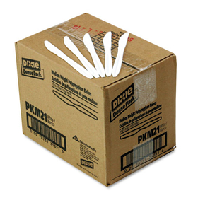 DIXIE FOOD SERVICE DXEPKM21 Plastic Cutlery, Mediumweight Knives, White, 1000/carton