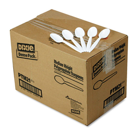 DIXIE FOOD SERVICE DXEPTM21 Plastic Cutlery, Mediumweight Teaspoons, White, 1000/carton