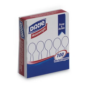 DIXIE FOOD SERVICE DXESH207 Plastic Cutlery, Heavyweight Soup Spoons, White, 100/box