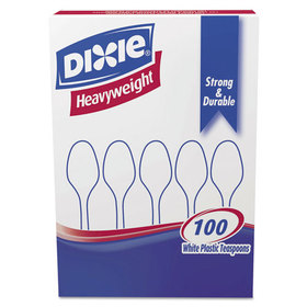 DIXIE FOOD SERVICE DXETH207 Plastic Cutlery, Heavyweight Teaspoons, White, 100/box