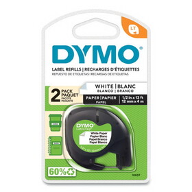 Dymo DYM10697 Letratag Paper Label Tape Cassettes, 1/2" X 13ft, White, 2/pack