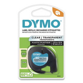 Dymo DYM16952 Letratag Plastic Label Tape Cassette, 1/2" X 13ft, Clear