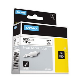 Dymo DYM18051 Rhino Heat Shrink Tubes Industrial Label Tape, 1/4" X 5 Ft, White/black Print