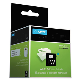 Dymo DYM30251 Labelwriter Address Labels, 1 1/8 X 3 1/2, White, 130 Labels/roll, 2 Rolls/pack