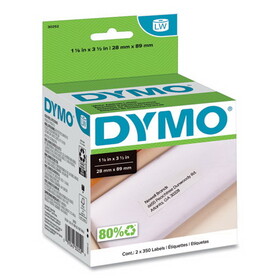 Dymo DYM30252 Labelwriter Address Labels, 1 1/8 X 3 1/2, White, 350 Labels/roll, 2 Rolls/pack