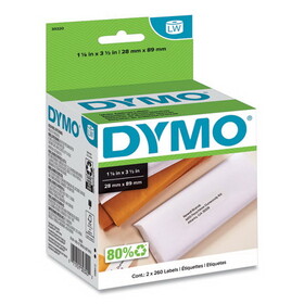 DYMO DYM30320 Labelwriter Address Labels, 1 1/8 X 3 1/2, White, 260 Labels/roll, 2 Rolls/pack