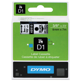 Dymo DYM40910 D1 High-Performance Polyester Removable Label Tape, 3/8" X 23 Ft, Black On Clear