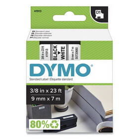 Dymo DYM41913 D1 High-Performance Polyester Removable Label Tape, 3/8" X 23 Ft, Black On White