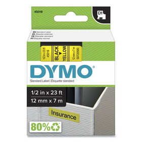 Dymo DYM45018 D1 High-Performance Polyester Removable Label Tape, 1/2" X 23 Ft, Yellow