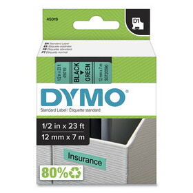 DYMO DYM45019 D1 High-Performance Polyester Removable Label Tape, 1/2" X 23 Ft, Black On Green