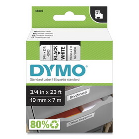 Dymo DYM45803 D1 High-Performance Polyester Removable Label Tape, 3/4" X 23 Ft, Black On White