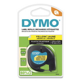 DYMO DYM91332 Letratag Plastic Label Tape Cassette, 1/2" X 13ft, Yellow
