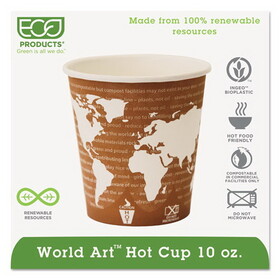 Eco-Product ECOEPBHC10WA World Art Renewable Compostable Hot Cups, 10 Oz., 50/pk, 20 Pk/ct