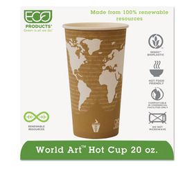 ECO-PRODUCTS, INC. ECOEPBHC20WA World Art Renewable Compostable Hot Cups, 20 Oz., 50/pk, 20 Pk/ct