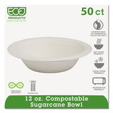 Eco-Product ECOEPBL12PK Renewable & Compostable Sugarcane Bowls - 12oz., 50/pk