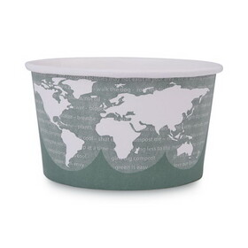 Eco-Products ECOEPBSC12WA World Art Renewable and Compostable Food Container, 12 oz, 4.05" Diameter x 2.5"h, Green, 25/Pack, 20 Packs/Carton