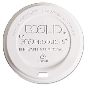 Eco-Product ECOEPECOLID8 Ecolid Renewable & Compostable Hot Cup Lids, Fits 8oz Hot Cups, 50/pk, 16 Pk/ct