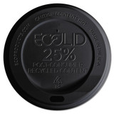 Eco-Products ECOEPHL16BR EcoLid 25% Recycled Content Hot Cup Lid, Black, Fits 10 oz to 20 oz Cups, 100/Pack, 10 Packs/Carton