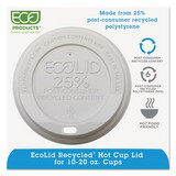 Eco-Product ECOEPHL16WR Ecolid 25% Recy Content Hot Cup Lid, White, F/10-20oz, 100/pk, 10 Pk/ct