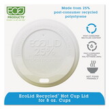 Eco-Product ECOEPHL8WR Ecolid 25% Recy Content Hot Cup Lid, White, Fits 8oz Hot Cups, 100/pk, 10 Pk/ct