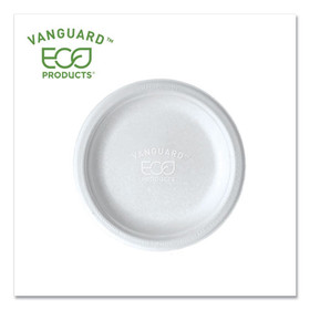 Eco-Products ECOEPP016NFA Vanguard Renewable and Compostable Sugarcane Plates, 6" dia, White, 1,000/Carton