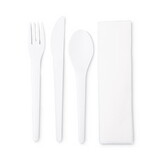Eco-Product ECOEPS015 Plantware Renewable & Compostable Cutlery Kit, Wrapped, Pearl White, 250/Carton