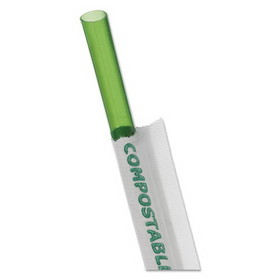 Eco-Products ECOEPST772 Wrapped Straw, 7.75", Green, Plastic, 9,600/Carton