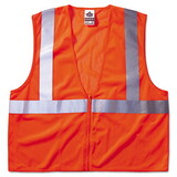 ergodyne 21045 GloWear 8210Z Class 2 Economy Vest, Polyester Mesh, Zipper Closure, Orange, L/XL